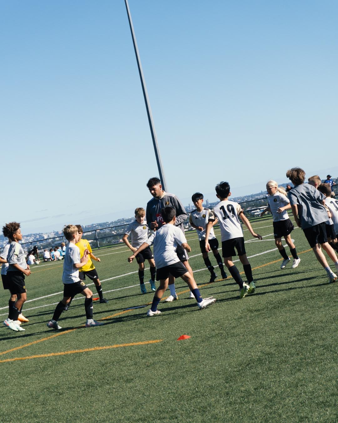 Players training on the pitch